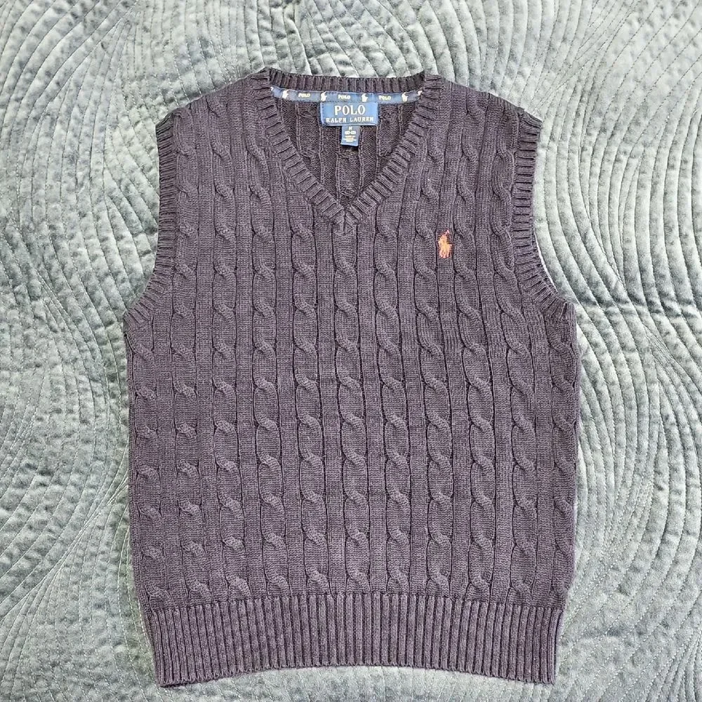 Polo by Ralph Lauren Men's Gray Cable Knit Sweater Vest
